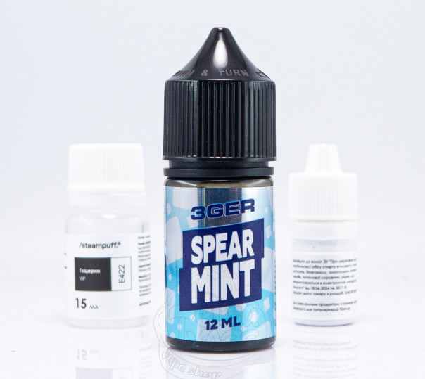 Рідина 3Ger Salt Spearmint 30ml 50mg зі смаком м'ятної жуйки (набір компонентів)