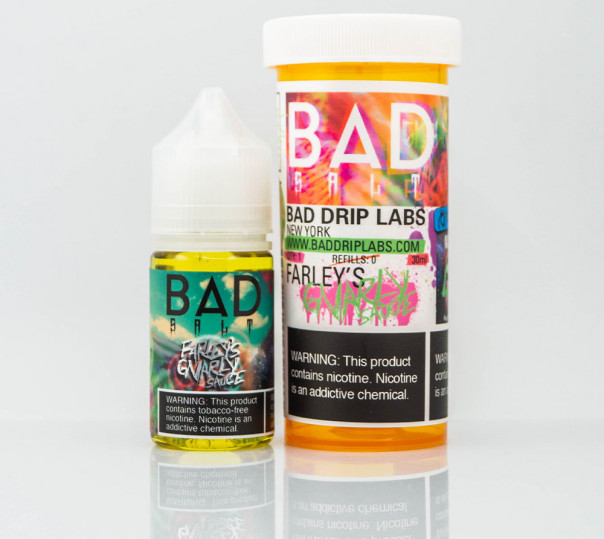 Жидкость Bad Drip Salt Farley's Gnarly Sauce 30ml 45mg на солевом никотине со вкусом жвачки с клубникой и киви