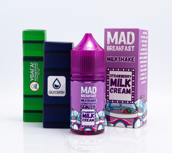 Жидкость Mad Breakfast Salt Milkshake 30ml 30mg со вкусом клубничного милкшейка (набор компонентов)