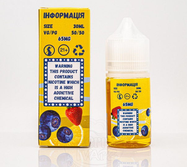 Рідина Mad Breakfast Salt Lemonade 30ml 65mg на сольовому нікотині зі смаком чорничного лимонаду