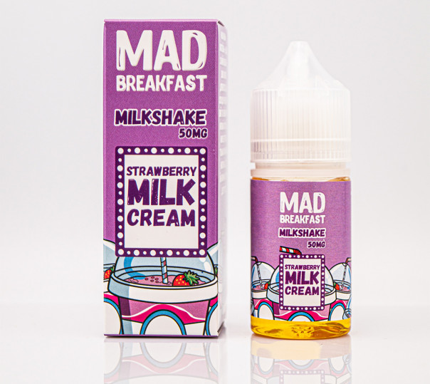 Рідина Mad Breakfast Salt Milkshake 30ml 65mg на сольовому нікотині зі смаком полуничного мілкшейку