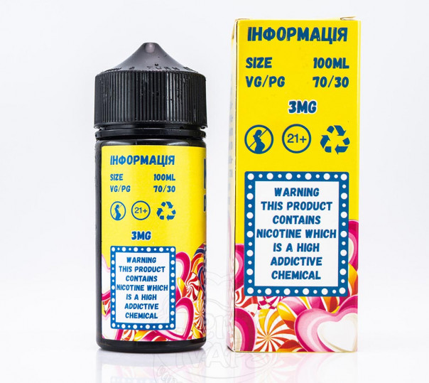 Рідина Mad Dinner Organic Candy 100ml 1.5mg на органічному нікотині зі смаком полуничної цукерки