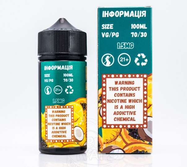 Рідина Mad Dinner Organic Tropical Fruits 100ml 3mg на органічному нікотині зі смаком тропічного міксу