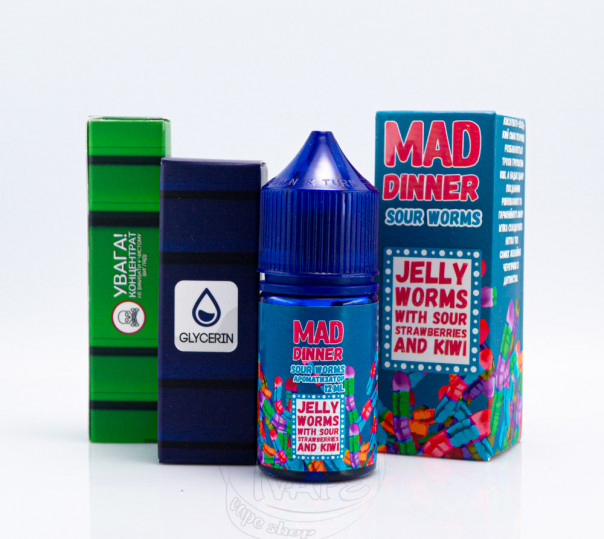 Рідина Mad Dinner Salt Sour Worms 30ml 30mg зі смаком кислих черв'ячків (набір компонентів)