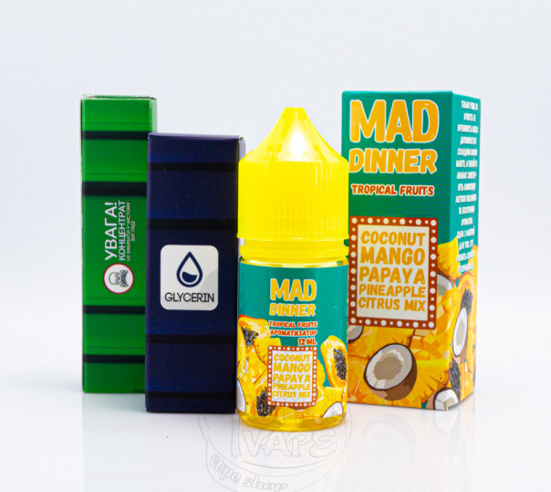 Жидкость Mad Dinner Salt Tropical Fruits 30ml 30mg со вкусом тропических фруктов (набор компонентов)