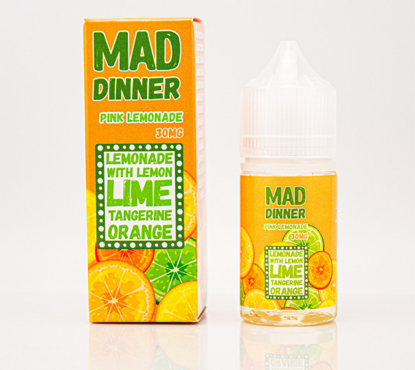 Рідина Mad Dinner Salt Pink Lemonade 30ml 65mg на сольовому нікотині зі смаком рожевого лимонаду