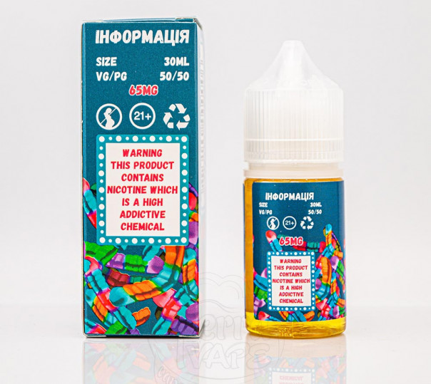 Рідина Mad Dinner Salt Sour Worms 30ml 65mg на сольовому нікотині зі смаком кислих черв'ячків