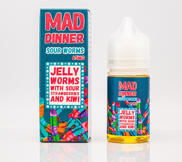 Жидкость Mad Dinner Salt Sour Worms 30ml 65mg на солевом никотине со вкусом кислых червячков