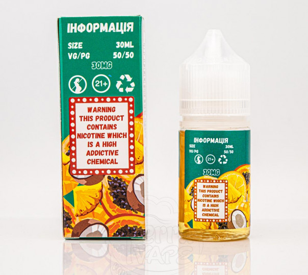 Жидкость Mad Dinner Salt Tropical Fruits 30ml 65mg на солевом никотине со вкусом тропических фруктов