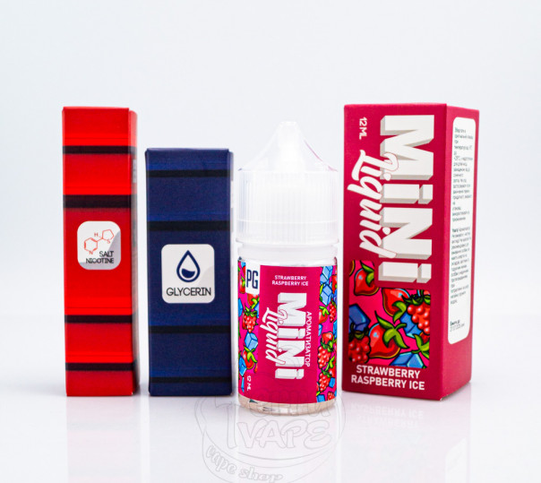 Рідина Mini Liquid Salt Strawberry Raspberry Ice 30ml 30mg зі смаком полуниці та малини з холодком (набір компонентів)