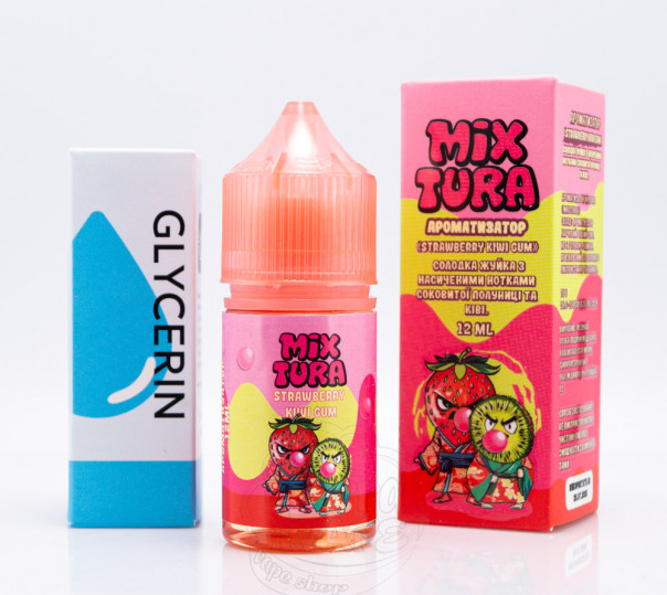 Рідина Mixtura Salt Strawberry Kiwi Gum 30ml 50mg зі смаком жуйки з полуницею та ківі (набір компонентів)