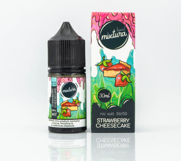 Рідина Mixtura Salt Strawberry Cheesecake 30ml 30mg на сольовому нікотині зі смаком полуничного чізкейка