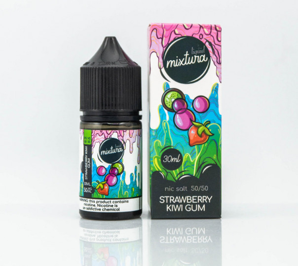 Рідина Mixtura Salt Strawberry Kiwi Gum 30ml 30mg на сольовому нікотині зі смаком жуйки з полуницею та ківі