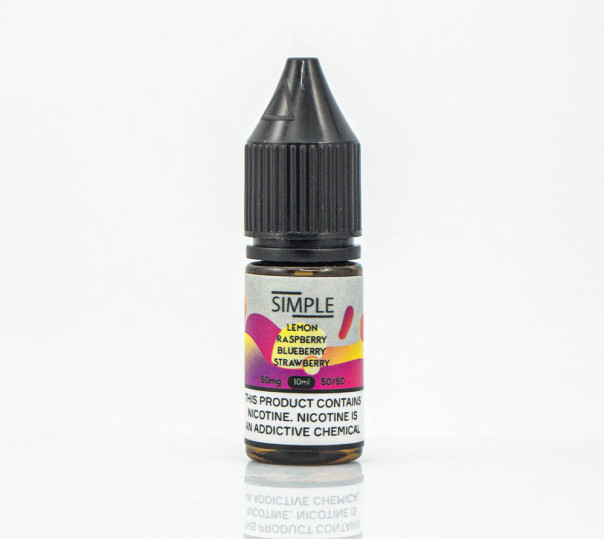 Рідина Simple Salt Lemon Raspberry Blueberry Strawberry 10ml 50mg на сольовому нікотині зі смаком лимону, малини, чорниці та полуниці