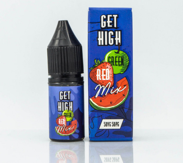 Рідина Get High Salt Green Red Mix 10ml 30mg на сольовому нікотині зі смаком яблука, кавуна та полуниці