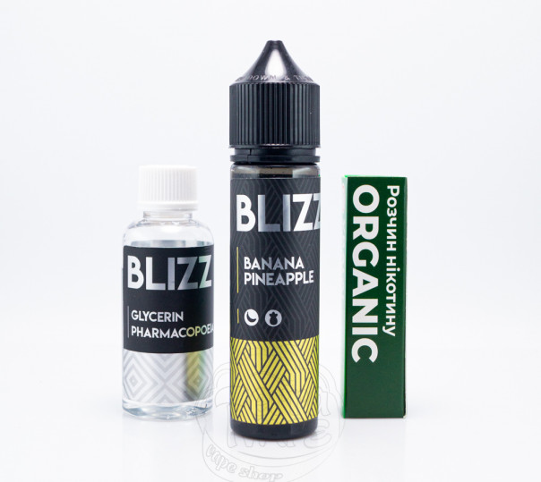 Рідина Blizz Organic Banana Pineapple 60ml 6mg зі смаком прохолодного банану та ананасу (набір компонентів)