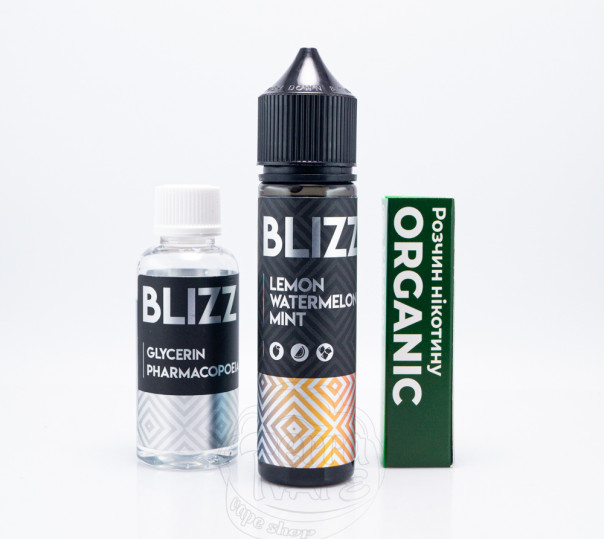 Жидкость Blizz Organic Lemon Watermelon Mint 60ml 3mg со вкусом арбуза с лимоном и мятой (набор компонентов)