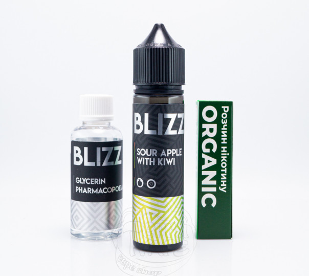 Жидкость Blizz Organic Sour Apple With Kiwi 60ml 6mg со вкусом кислого яблока и киви (набор компонентов)