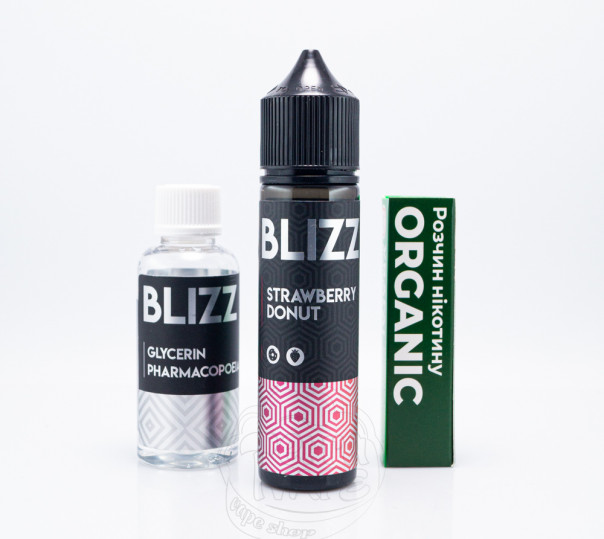 Жидкость Blizz Organic Strawberry Donut 60ml 6mg со вкусом клубничного пончика (набор компонентов)