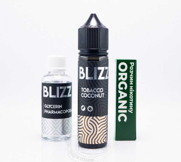 Жидкость Blizz Organic Tobacco Coconut 60ml 6mg со вкусом табака с кокосом (набор компонентов)