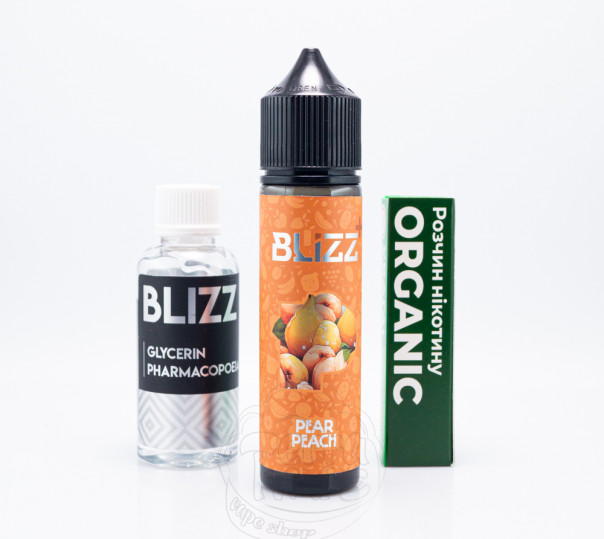 Жидкость Blizz Plus Organic Pear Peach 60ml 3mg со вкусом персика и груши (набор компонентов)