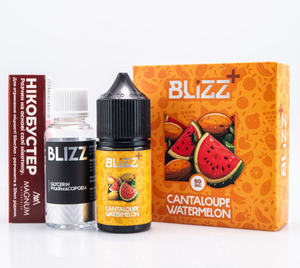 Жидкость Blizz Plus Salt Cantalouple Watermelon 30ml 50mg со вкусом арбуза и дыни (набор компонентов)