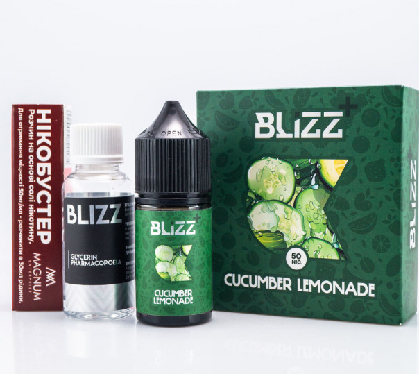 Жидкость Blizz Plus Salt Cucumber Lemonade 30ml 25mg со вкусом огуречного лимонада (набор компонентов)