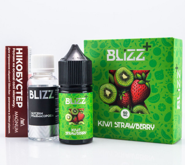 Рідина Blizz Plus Salt Kiwi Strawberry 30ml 25mg зі смаком полуниці та ківі (набір компонентів)