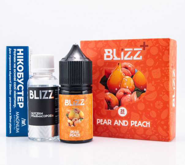 Жидкость Blizz Plus Salt Pear and Peach 30ml 50mg со вкусом груши и персика (набор компонентов)