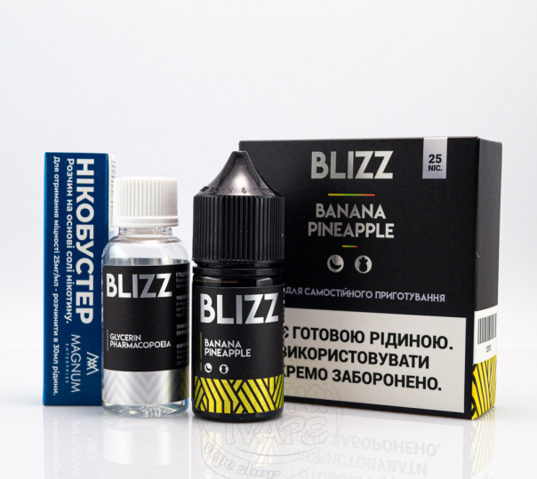 Жидкость Blizz Salt Banana Pineapple 30ml 50mg со вкусом банана и ананаса (набор компонентов)