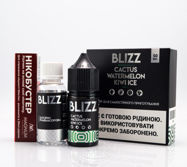 Жидкость Blizz Salt Cactus Watermelon Kiwi Ice 30ml 50mg со вкусом кактуса, арбуза и киви с холодком (набор компонентов)