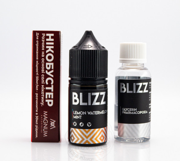 Жидкость Blizz Salt Lemon Watermelon Mint 30ml 50mg со вкусом арбуза с лимоном и мятой (набор компонентов)