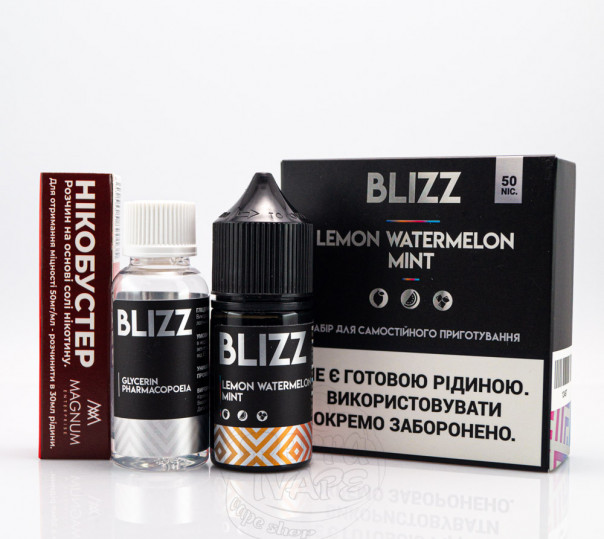 Рідина Blizz Salt Lemon Watermelon Mint 30ml 50mg зі смаком кавуна з лимоном та м'ятою (набір компонентів)