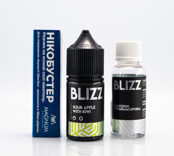 Жидкость Blizz Salt Sour Apple With Kiwi 30ml 50mg со вкусом кислого яблока с киви (набор компонентов)