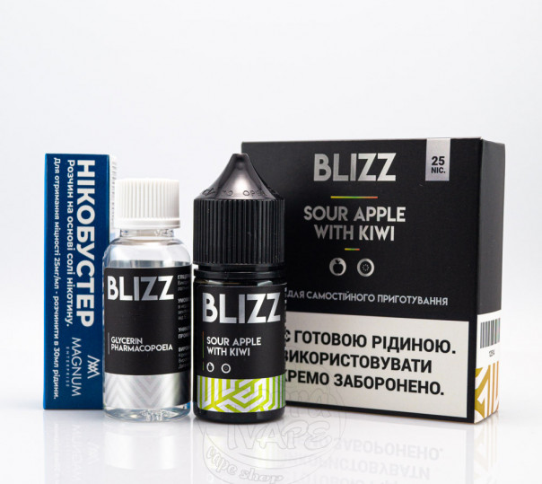 Жидкость Blizz Salt Sour Apple With Kiwi 30ml 50mg со вкусом кислого яблока с киви (набор компонентов)