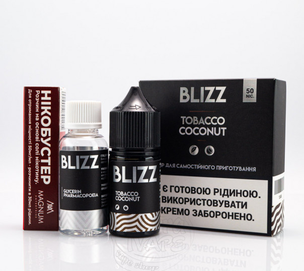 Рідина Blizz Salt Tobacco Coconut 30ml 25mg зі смаком тютюну з кокосом (набір компонентів)