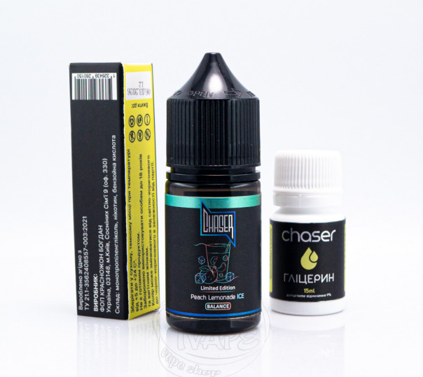 Рідина Chaser Black Balance ICE Salt Peach Lemonade ICE 30ml 65mg зі смаком персикового лимонаду з холодком (набір компонентів)