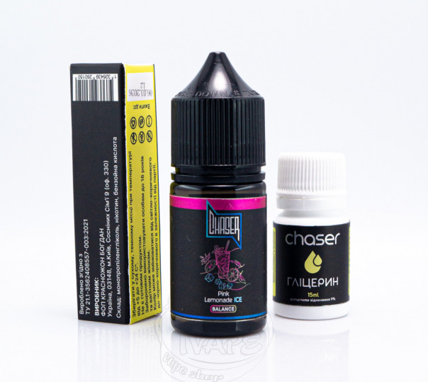 Рідина Chaser Black Balance ICE Salt Pink Lemonade ICE 30ml 65mg зі смаком рожевого лимонаду з холодком (набір компонентів)