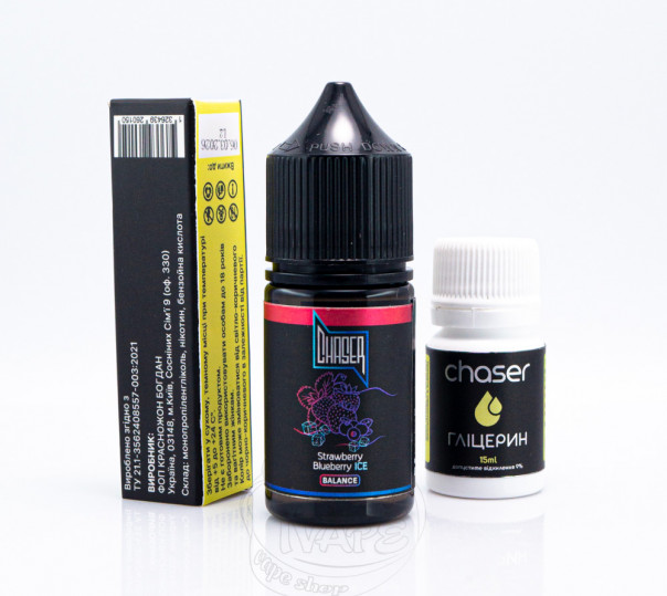 Жидкость Chaser Black Balance ICE Salt Strawberry Blueberry ICE 30ml 65mg со вкусом клубники и черники с холодком (набор компонентов)