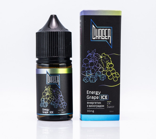 Рідина Chaser Black New ICE Salt Energy Grape ICE 30ml 50mg на сольовому нікотині зі смаком виноградного енергетика з холодком