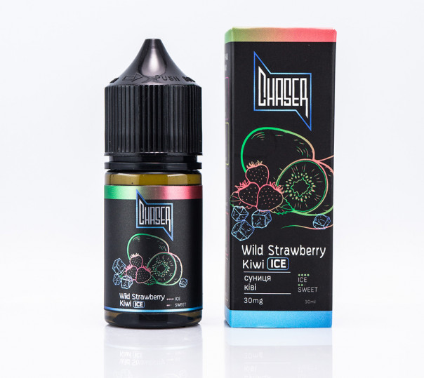 Рідина Chaser Black New ICE Salt Wild Strawberry Kiwi ICE 30ml 30mg на сольовому нікотині зі смаком ківі та суниці з холодком