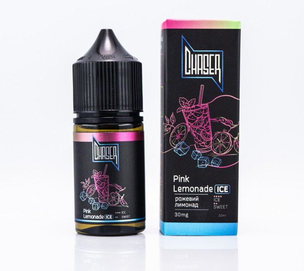 Рідина Chaser Black New ICE Salt Pink Lemonade ICE 30ml 50mg на сольовому нікотині зі смаком рожевого лимонаду з холодком