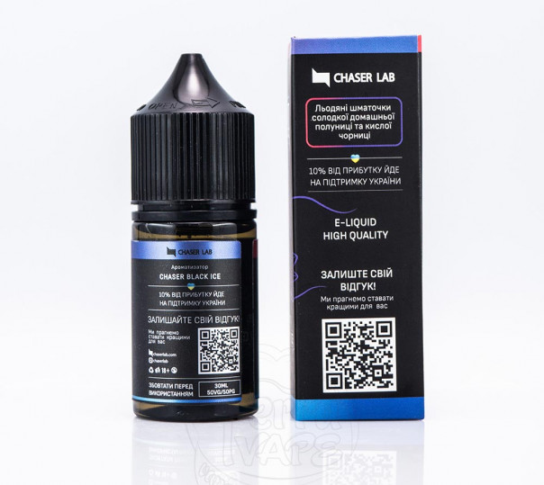 Жидкость Chaser Black New ICE Salt Strawberry Blueberry ICE 30ml 50mg на солевом никотине со вкусом клубники и черники с холодком