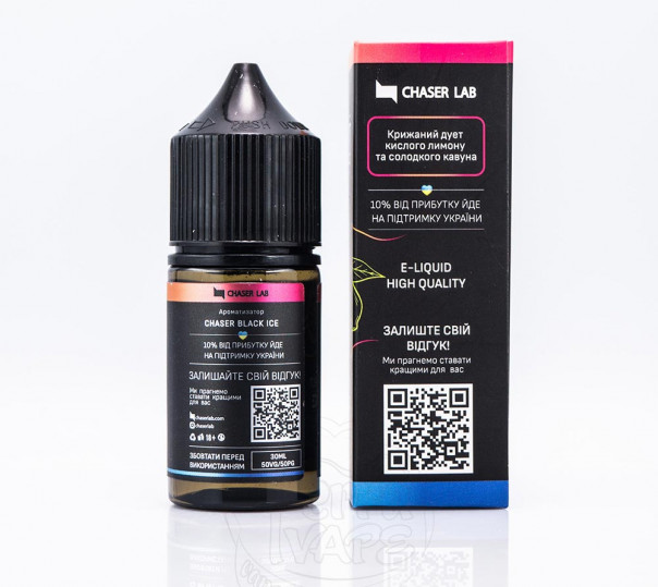 Рідина Chaser Black New ICE Salt Watermelon Lemon ICE 30ml 50mg на сольовому нікотині зі смаком лимона з кавуном та холодком