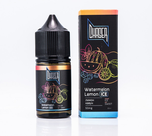 Рідина Chaser Black New ICE Salt Watermelon Lemon ICE 30ml 50mg на сольовому нікотині зі смаком лимона з кавуном та холодком