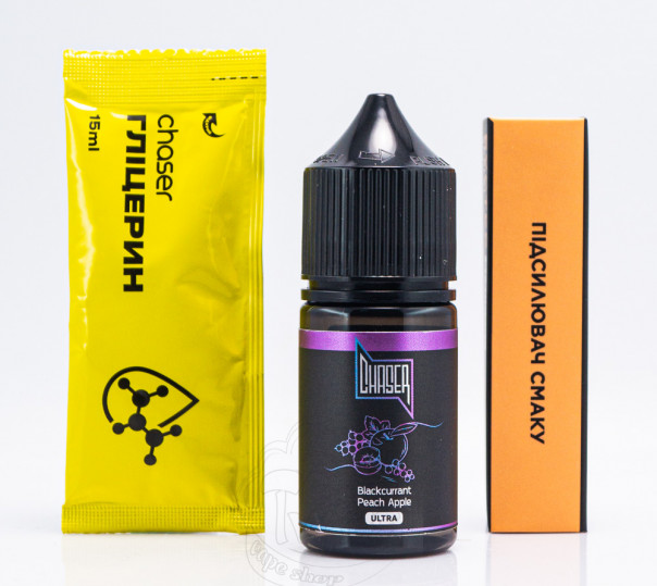 Рідина Chaser Black Ultra Salt Blackcurrant Peach Apple 30ml 65mg зі смаком смородини, персика і яблука (набір компонентів)