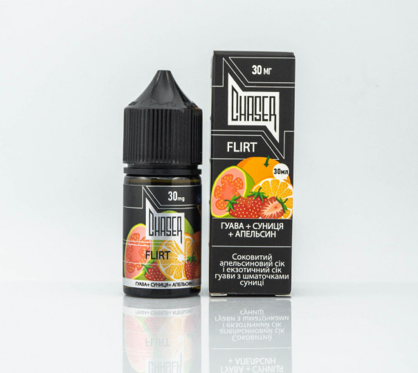 Рідина Chaser Black Salt Flirt 30ml 30mg на сольовому нікотині зі смаком апельсина, полуниці та гуави