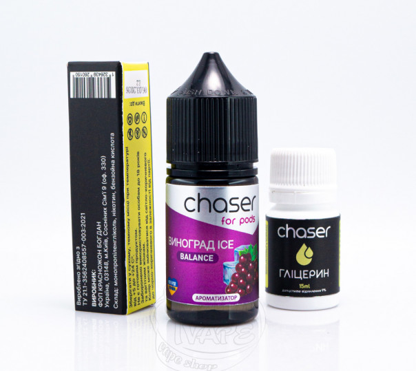 Рідина Chaser For Pods Balance ICE Salt Виноград ICE 30ml 50mg (набір компонентів)