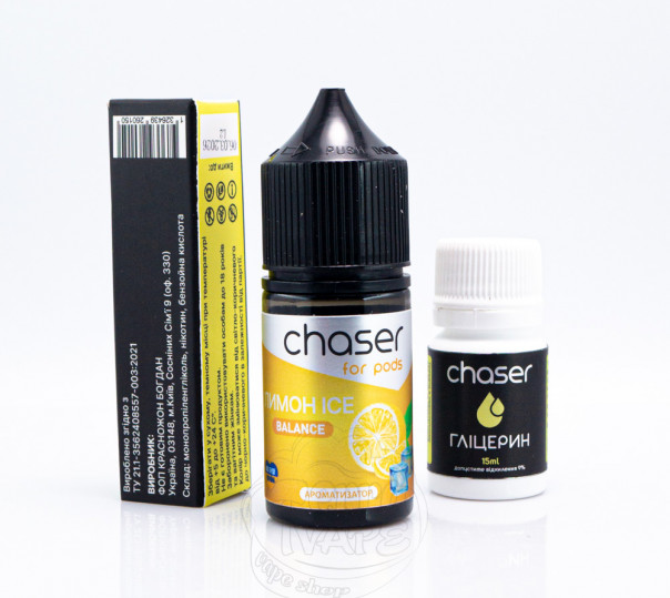 Жидкость Chaser For Pods Balance ICE Salt Лимон ICE 30ml 65mg (набор компонентов)