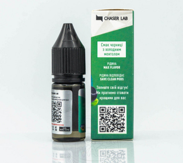 Рідина Chaser For Pods Balance Salt Ментол Чорниця 10ml 30mg на сольовому нікотині